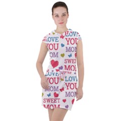 Love Mom Happy Mothers Day I Love Mom Graphic Drawstring Hooded Dress by Ravend