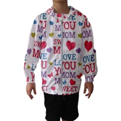 Love Mom Happy Mothers Day I Love Mom Graphic Kids  Hooded Windbreaker by Ravend