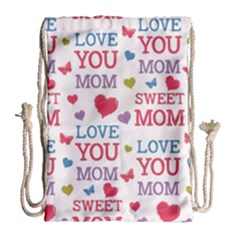 Love Mom Happy Mothers Day I Love Mom Graphic Drawstring Bag (large) by Ravend