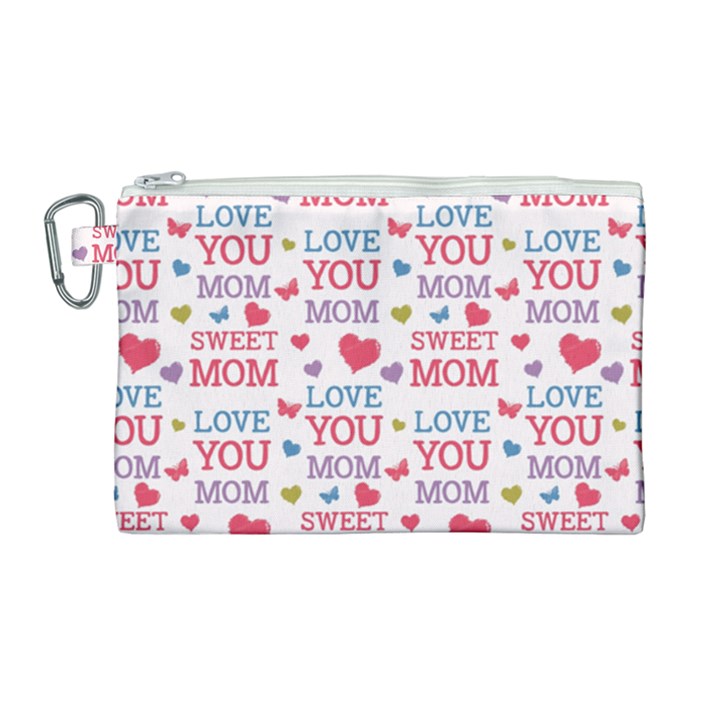 Love Mom Happy Mothers Day I Love Mom Graphic Canvas Cosmetic Bag (Large)