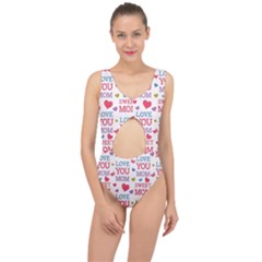 Love Mom Happy Mothers Day I Love Mom Graphic Center Cut Out Swimsuit by Ravend