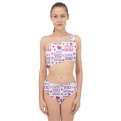 Love Mom Happy Mothers Day I Love Mom Graphic Spliced Up Two Piece Swimsuit by Ravend