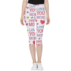 Love Mom Happy Mothers Day I Love Mom Graphic Inside Out Lightweight Velour Capri Leggings  by Ravend