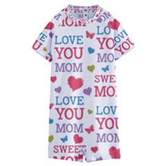 Love Mom Happy Mothers Day I Love Mom Graphic Kids  Boyleg Half Suit Swimwear by Ravend