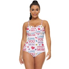 Love Mom Happy Mothers Day I Love Mom Graphic Retro Full Coverage Swimsuit by Ravend