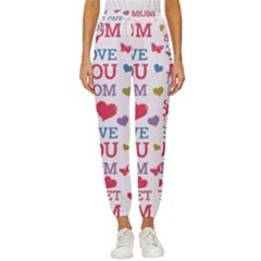 Love Mom Happy Mothers Day I Love Mom Graphic Cropped Drawstring Pants by Ravend