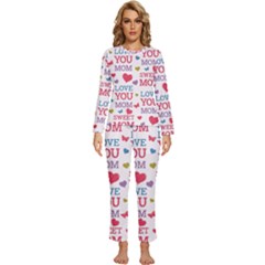 Love Mom Happy Mothers Day I Love Mom Graphic Womens  Long Sleeve Lightweight Pajamas Set