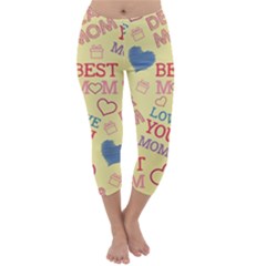 Love Mom Happy Mothers Day I Love Mom Graphic Pattern Capri Winter Leggings  by Ravend