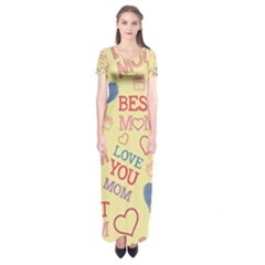 Love Mom Happy Mothers Day I Love Mom Graphic Pattern Short Sleeve Maxi Dress by Ravend