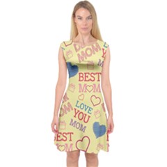 Love Mom Happy Mothers Day I Love Mom Graphic Pattern Capsleeve Midi Dress by Ravend