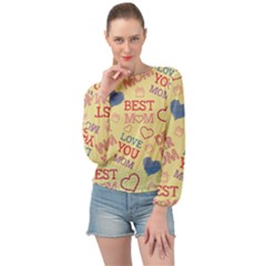 Love Mom Happy Mothers Day I Love Mom Graphic Pattern Banded Bottom Chiffon Top by Ravend