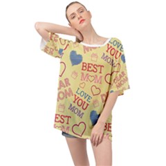 Love Mom Happy Mothers Day I Love Mom Graphic Pattern Oversized Chiffon Top by Ravend