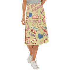 Love Mom Happy Mothers Day I Love Mom Graphic Pattern Midi Panel Skirt by Ravend