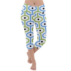 Geometric Pattern Eye Pattern Eyes Eye Print Lightweight Velour Capri Yoga Leggings by Ravend