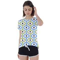 Geometric Pattern Eye Pattern Eyes Eye Print Short Sleeve Open Back Tee by Ravend