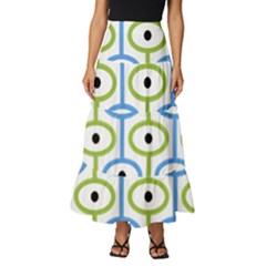 Geometric Pattern Eye Pattern Eyes Eye Print Tiered Ruffle Maxi Skirt