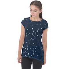 Constellation Stars Art Pattern Design Wallpaper Cap Sleeve High Low Top by Ravend