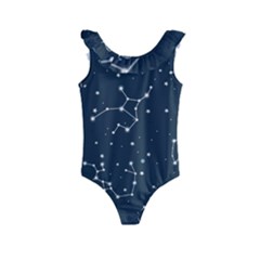 Constellation Stars Art Pattern Design Wallpaper Kids  Frill Swimsuit by Ravend