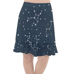 Constellation Stars Art Pattern Design Wallpaper Fishtail Chiffon Skirt by Ravend