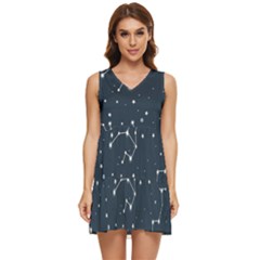 Constellation Stars Art Pattern Design Wallpaper Tiered Sleeveless Mini Dress by Ravend