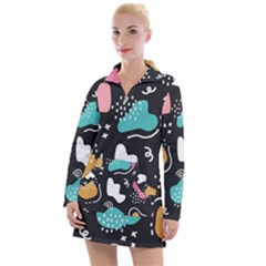 Art Patterns Design Wallpaper Background Print Women s Long Sleeve Casual Dress by Ravend