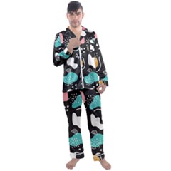 Art Patterns Design Wallpaper Background Print Men s Long Sleeve Satin Pajamas Set by Ravend