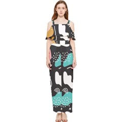 Art Patterns Design Wallpaper Background Print Draped Sleeveless Chiffon Jumpsuit by Ravend