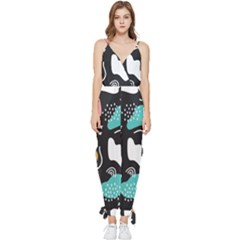 Art Patterns Design Wallpaper Background Print Sleeveless Tie Ankle Chiffon Jumpsuit by Ravend