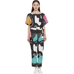 Art Patterns Design Wallpaper Background Print Batwing Lightweight Chiffon Jumpsuit by Ravend