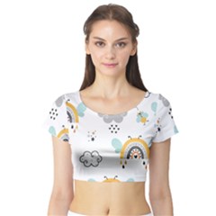 Art Pattern Design Wallpaper Background Print Short Sleeve Crop Top by Ravend