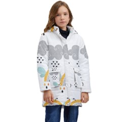 Art Pattern Design Wallpaper Background Print Kid s Hooded Longline Puffer Jacket by Ravend