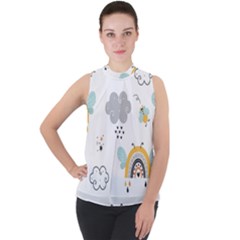 Art Pattern Design Wallpaper Background Print Mock Neck Chiffon Sleeveless Top by Ravend