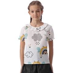 Art Pattern Design Wallpaper Background Print Kids  Frill Chiffon Blouse by Ravend