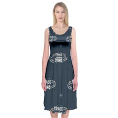 Space Dino Art Pattern Design Wallpaper Background Midi Sleeveless Dress by Ravend