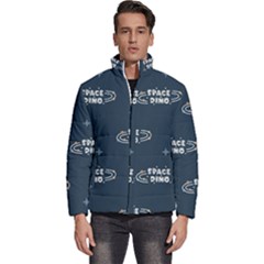 Space Dino Art Pattern Design Wallpaper Background Men s Puffer Bubble Jacket Coat by Ravend