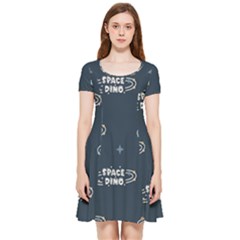 Space Dino Art Pattern Design Wallpaper Background Inside Out Cap Sleeve Dress by Ravend