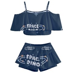 Space Dino Art Pattern Design Wallpaper Background Kids  Off Shoulder Skirt Bikini by Ravend