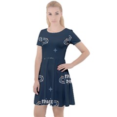 Space Dino Art Pattern Design Wallpaper Background Cap Sleeve Velour Dress  by Ravend