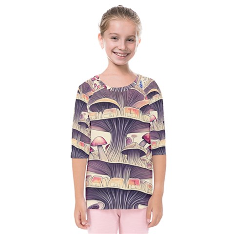 Magicians  Choice Mushroom Spellcharms Kids  Quarter Sleeve Raglan Tee by GardenOfOphir