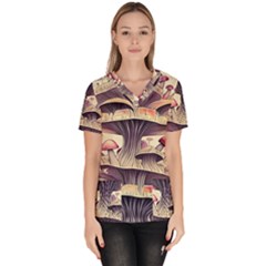 Magicians  Choice Mushroom Spellcharms Women s V-neck Scrub Top by GardenOfOphir