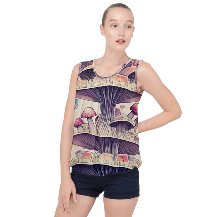 Magicians  Choice Mushroom Spellcharms Bubble Hem Chiffon Tank Top