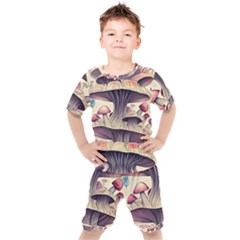 Magicians  Choice Mushroom Spellcharms Kids  Tee And Shorts Set by GardenOfOphir