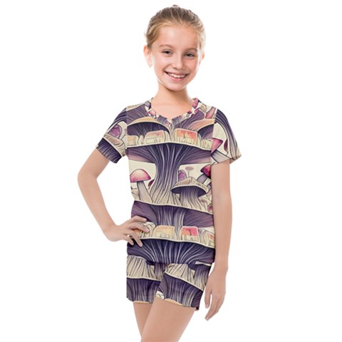 Magicians  Choice Mushroom Spellcharms Kids  Mesh Tee And Shorts Set by GardenOfOphir