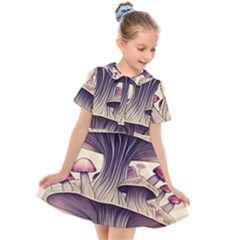 Magicians  Choice Mushroom Spellcharms Kids  Short Sleeve Shirt Dress by GardenOfOphir