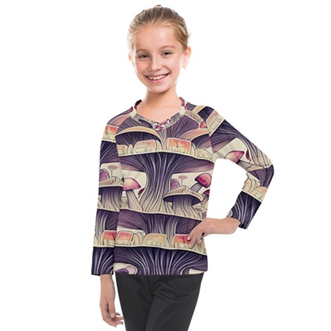 Magicians  Choice Mushroom Spellcharms Kids  Long Mesh Tee by GardenOfOphir