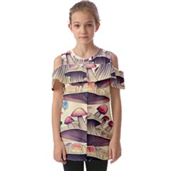 Magicians  Choice Mushroom Spellcharms Fold Over Open Sleeve Top by GardenOfOphir