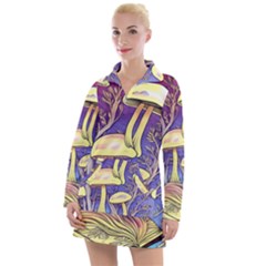 Glamour And Enchantment In Every Color Of The Mushroom Rainbow Women s Long Sleeve Casual Dress by GardenOfOphir