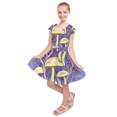 Glamour And Enchantment In Every Color Of The Mushroom Rainbow Kids  Short Sleeve Dress by GardenOfOphir