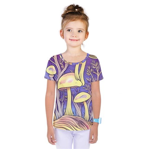 Glamour And Enchantment In Every Color Of The Mushroom Rainbow Kids  One Piece Tee by GardenOfOphir