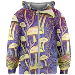 Glamour And Enchantment In Every Color Of The Mushroom Rainbow Kids  Zipper Hoodie Without Drawstring by GardenOfOphir